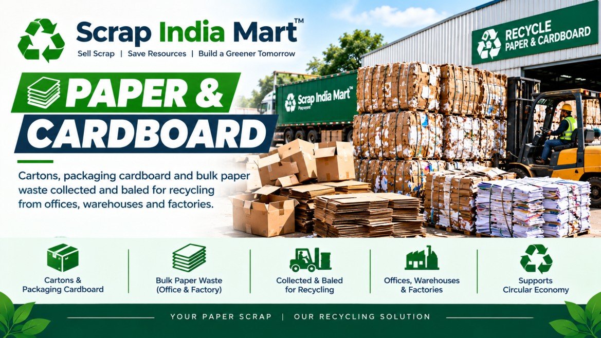 Cardboard boxes stacked for recycling — Scrap India Mart